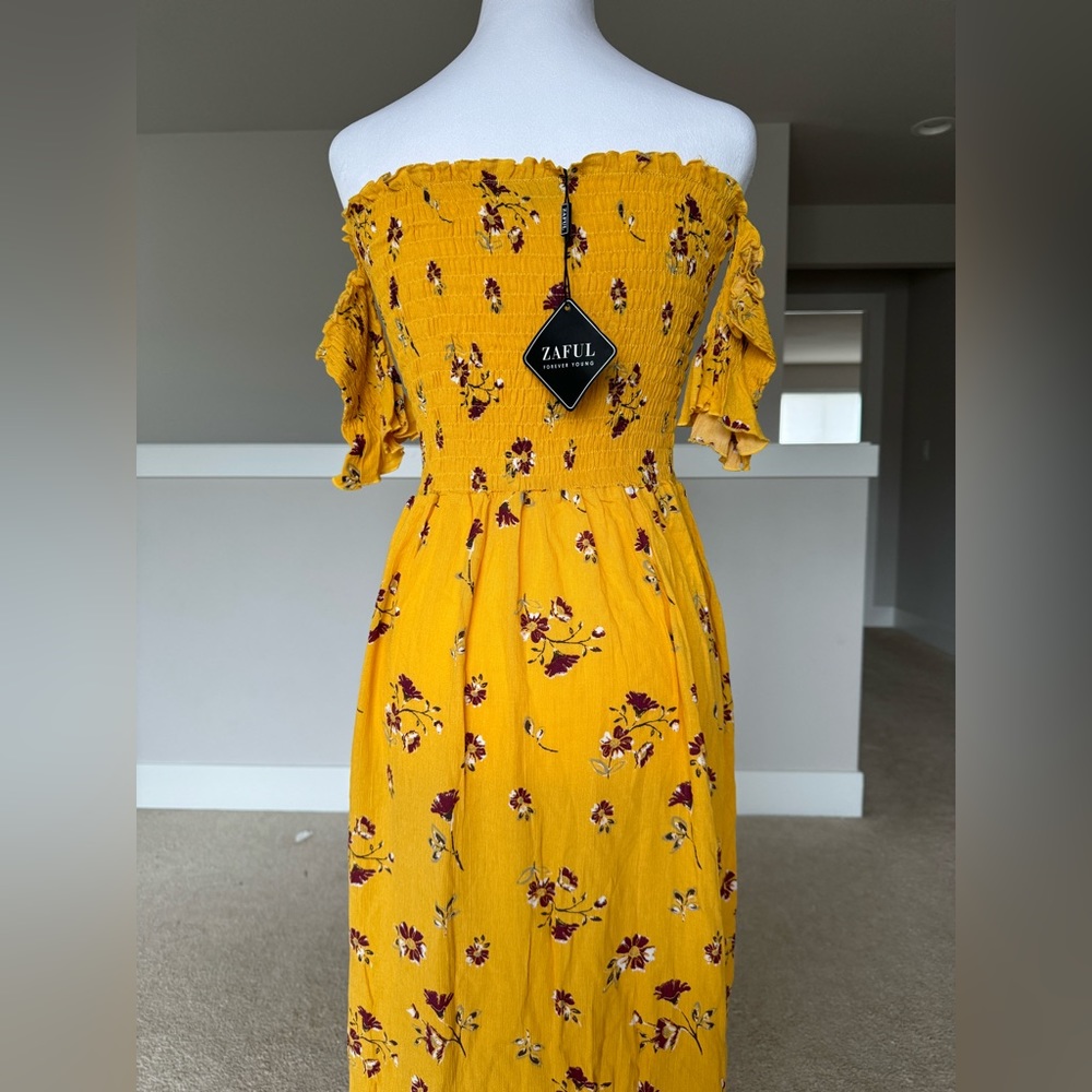 Zaful Yellow off shoulder midi dress